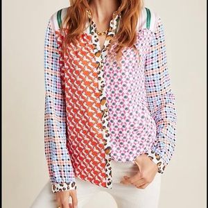 Anthropologie - Bernadette mixed print blouse